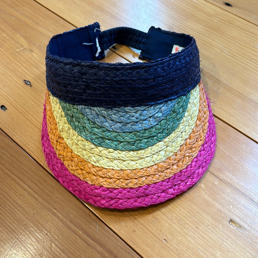 J Crew Crewcuts straw rainbow visor